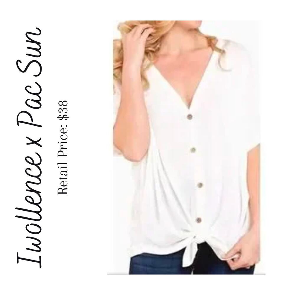 NWT Iwollence Waffle Knit Tie Knot Top From Pac Sun